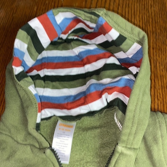 Infant fleece jacket 6-12 month green orange dinosaur zip hoodie - Picture 5 of 6